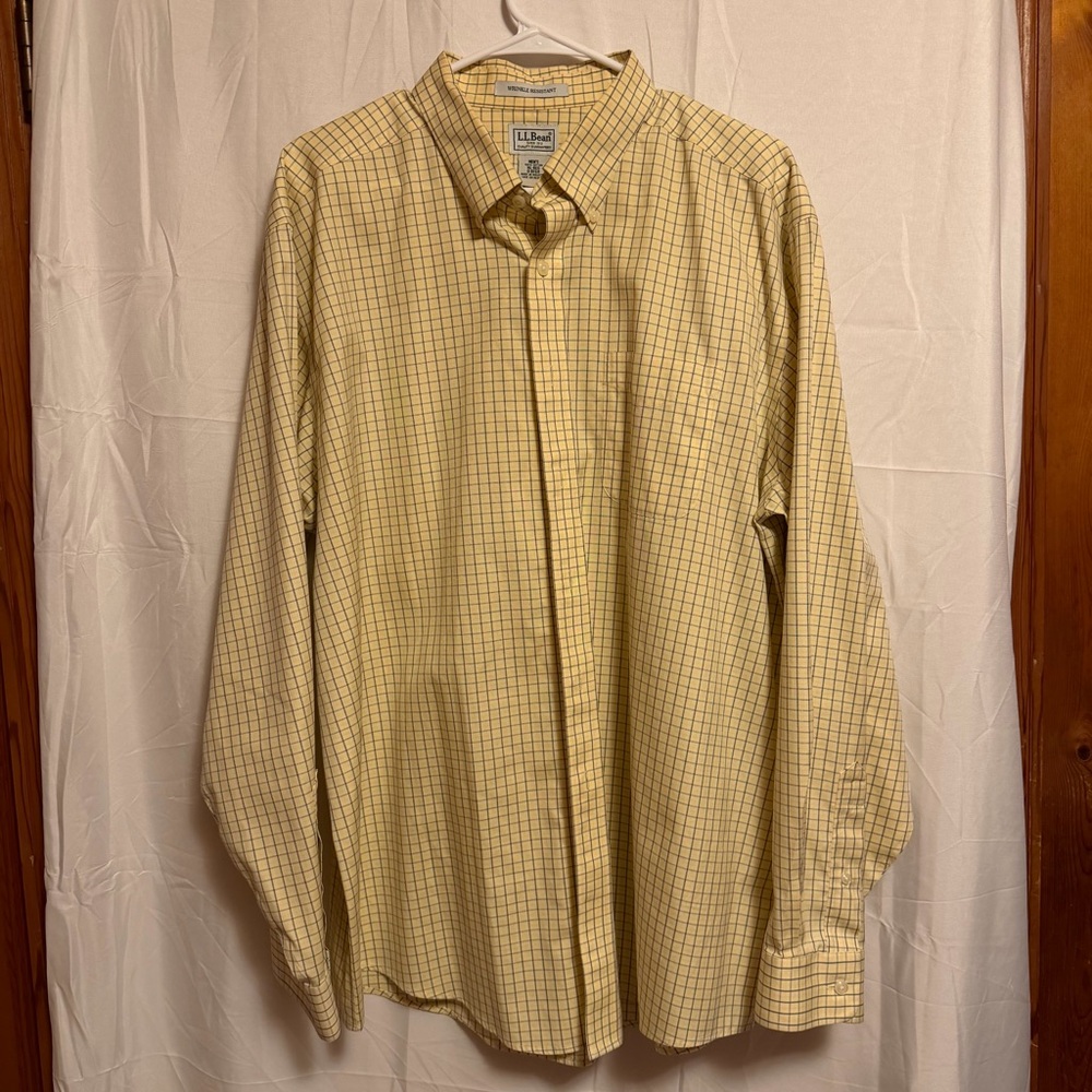 L.L. Bean Men's Yellow Plaid Button Down Shirt